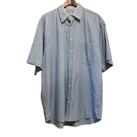 Eddie Bauer Mens Short Sleeve‎ Button Down Cotton Shirt Large tall 100% cotton - Picture 1 of 6